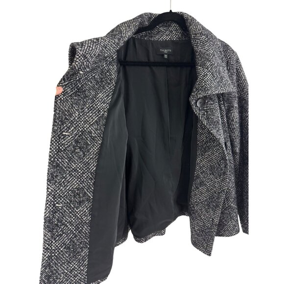 Talbots Black White Shimmer Glen Plaid Jacket Blazer Wool-Blend Pockets Size 20W - Picture 2 of 8